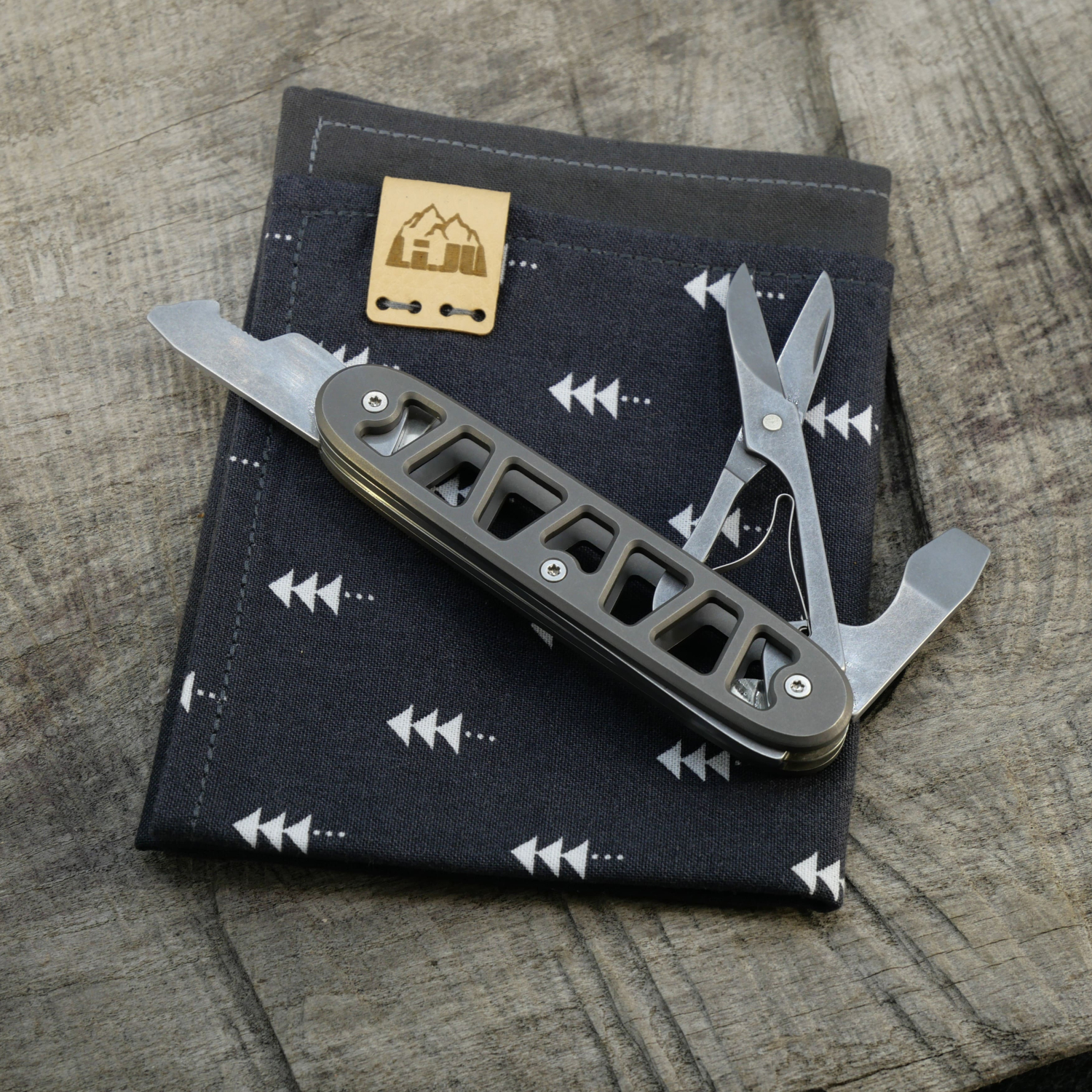 SKELETON - COMPANION SLIM- acidstonewash - fertig montiertes Taschenmesser - Titan Grade 5  (Ti 6AI 4V)  - 93mm